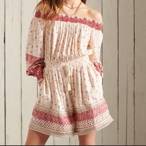 Superdry Ameera Smocked Off Shoulder Boho Romper Jumpsuit 4